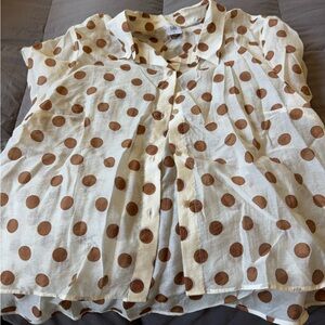 CAbi Brown Polka Dot Blouse
